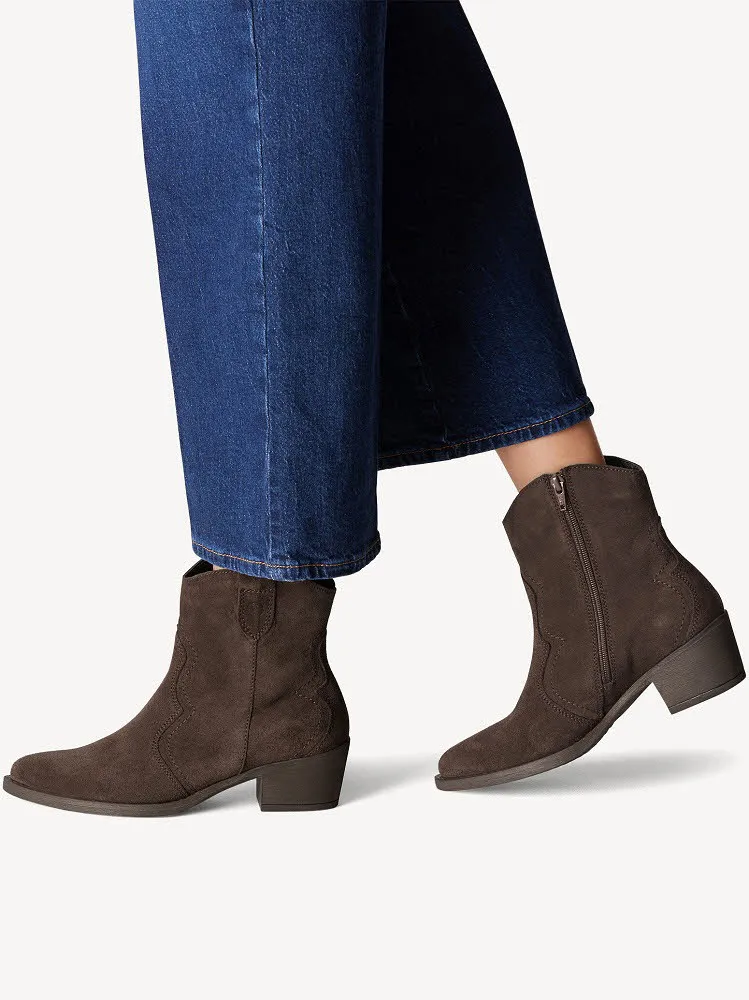 Tamaris Lederstiefeletten Damen Stiefel Modestiefel mocca