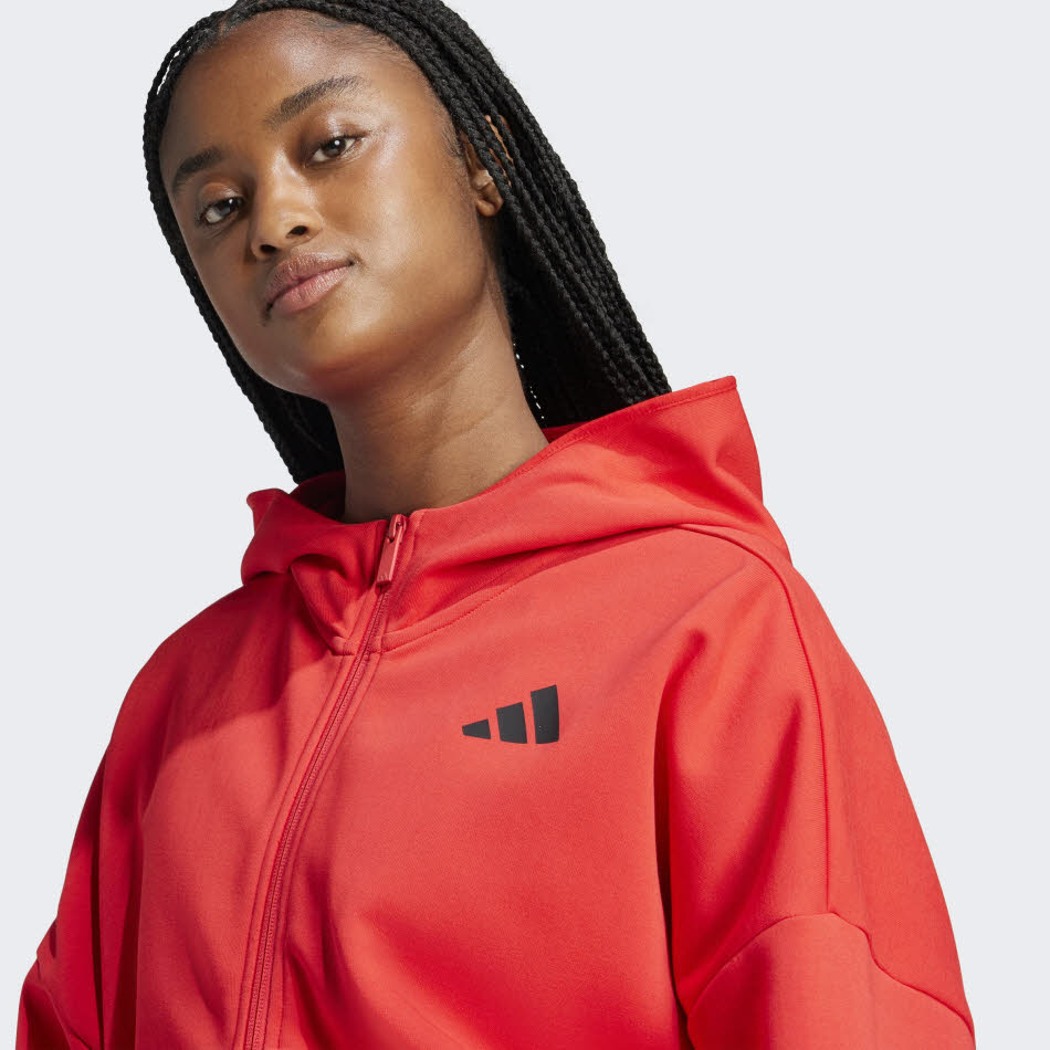 adidas Future Icons Small Logo Full-Zip Kapuzenjacke Damen Modejacke rot