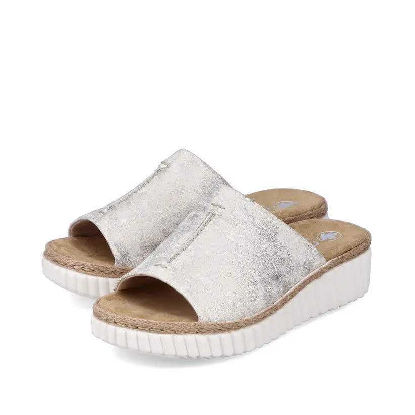 Rieker FSK Damen Sandalen Pantolette Sandale beige