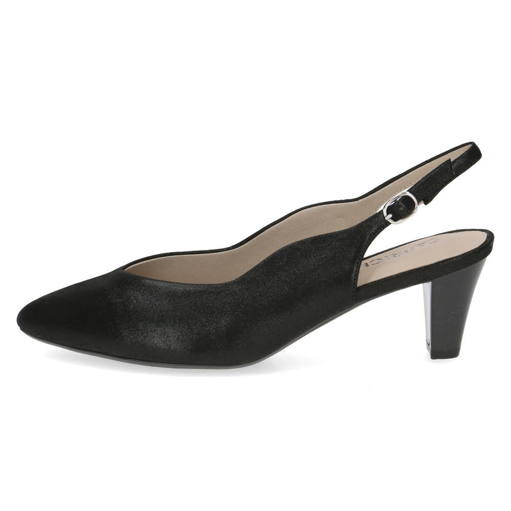 Caprice Damen Sling Pumps Absatzschuhe schwarz metallic