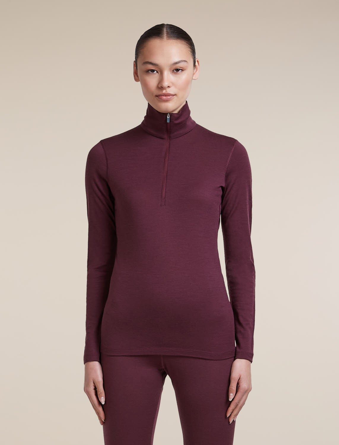 ICEBREAKER DA 200 Oasis LS Half Zip Damen Skirolli rot