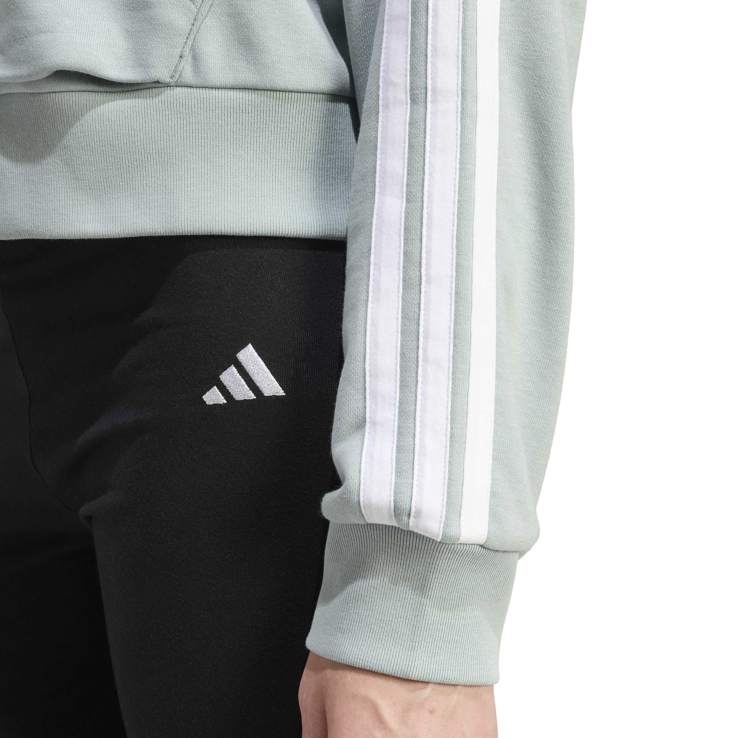 adidas Essentials 3-Stripes French Terry Quarter-Zip Hoodie Damen grün