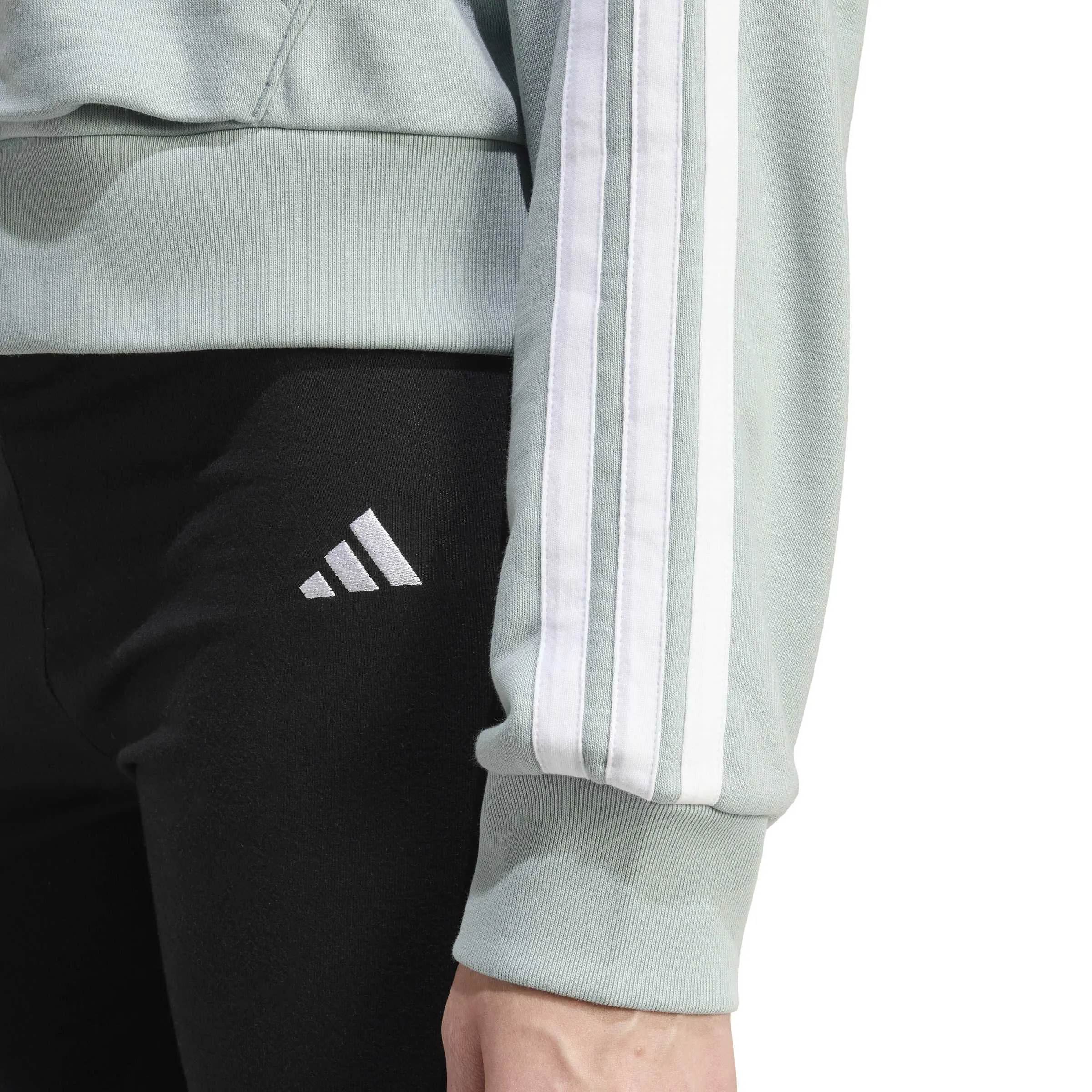 adidas Essentials 3-Stripes French Terry Quarter-Zip Hoodie Damen grün