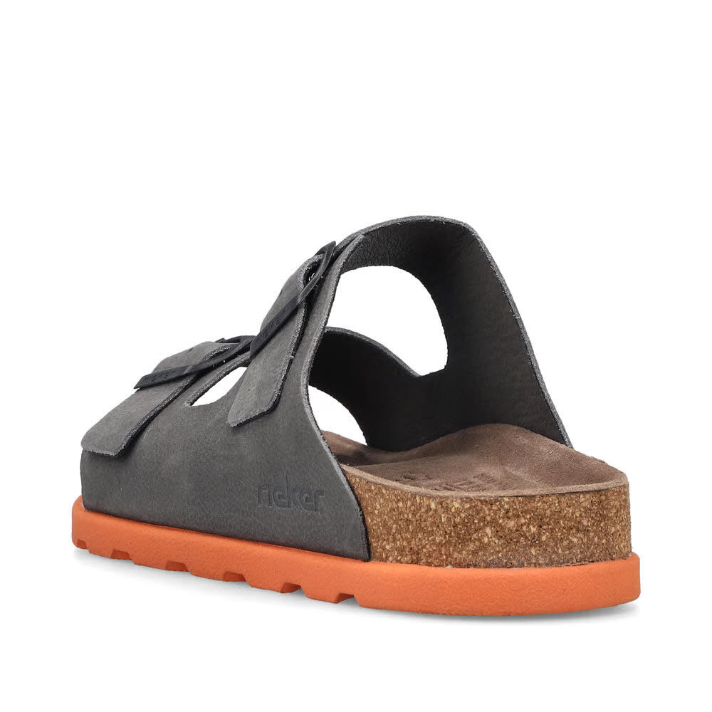Rieker FSK Herren  Pantoletten grau/orange