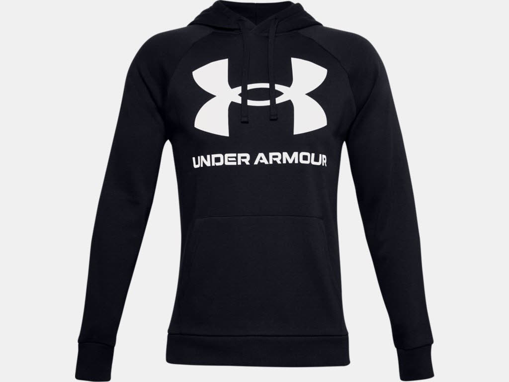 Under Armour UA Rival Fleece Big Logo HD Herren Hoodie Kapuzenpullover Schwarz NEU