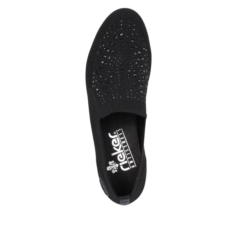 Rieker Damen Slipper Modeschuhe schwarz