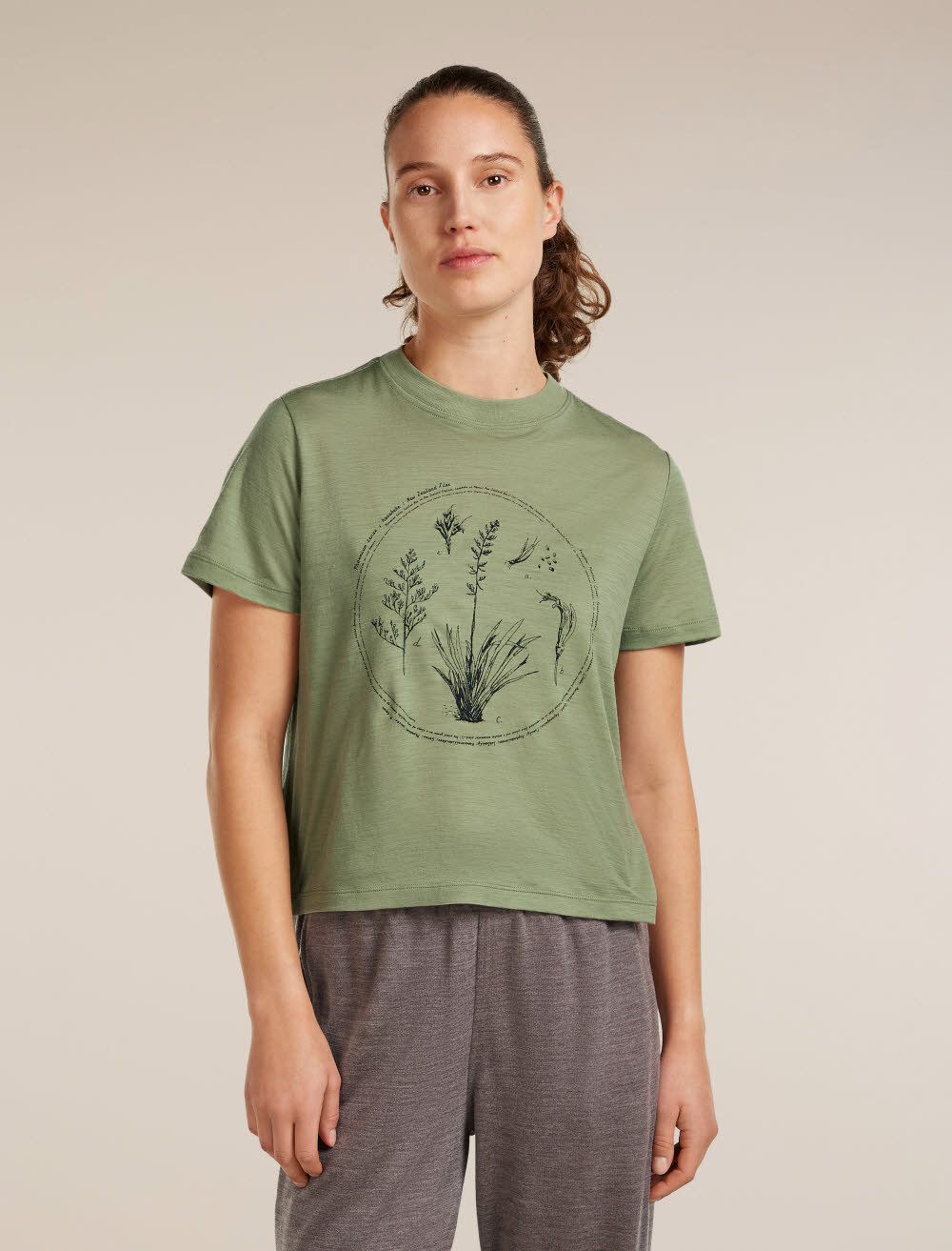 Icebreaker Merino 150 Tech Lite SS Crop Tee Seed Story Damen T-Shirt Funktionsshirt grün