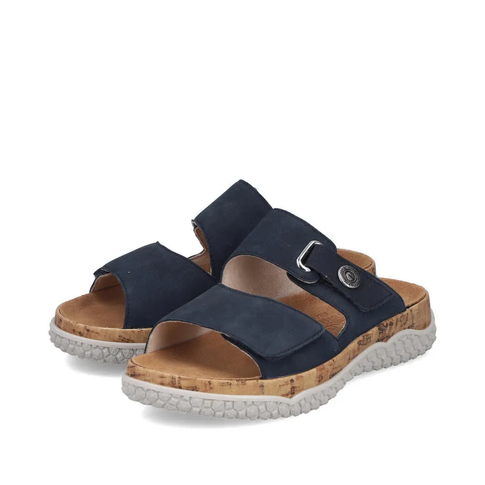 Rieker FSK Damen Pantoletten Hausschuhe Sandalen dunkelblau