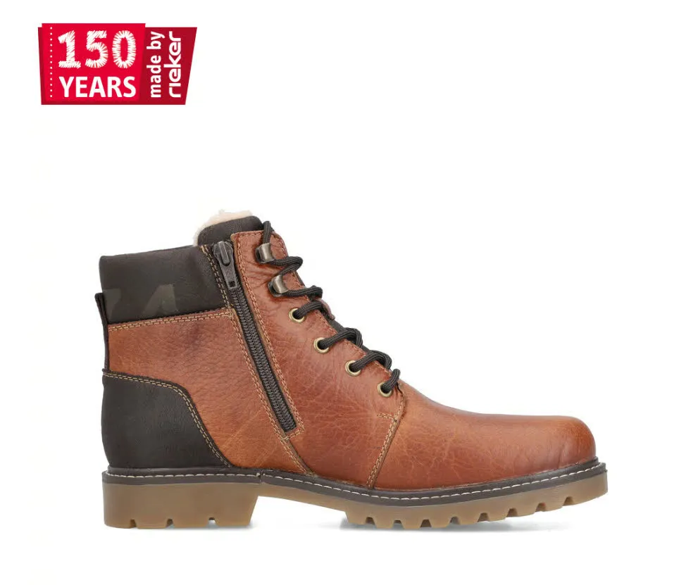 Rieker Herren Stiefeletten Schnürstiefel gefüttert karamellbraun