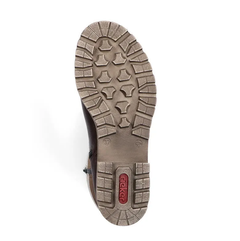 Rieker Damen Hochschaftstiefel Slipper gefüttert nussbraun
