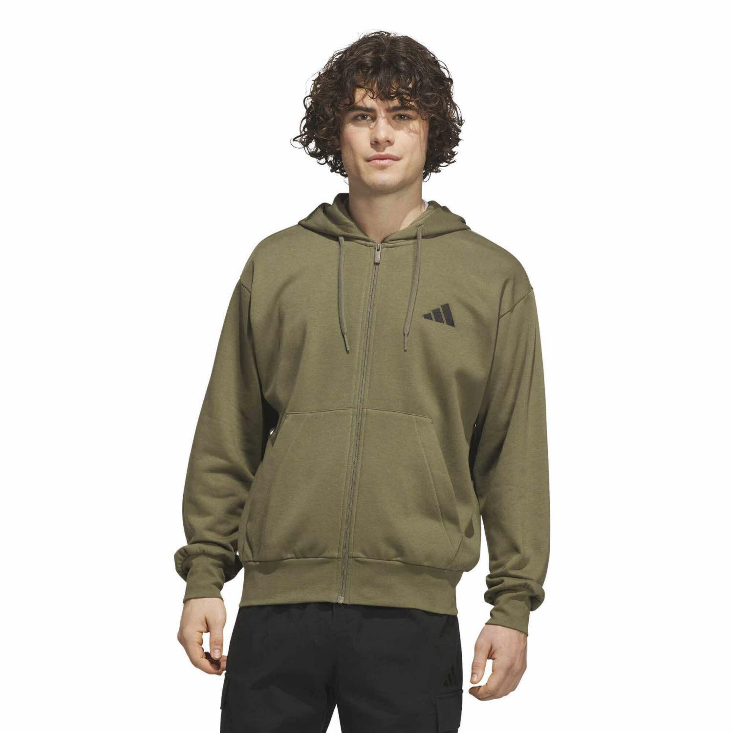 adidas Feelcozy Fleece Full-Zip Herren Kapuzenjacke Trainingsjacke grün
