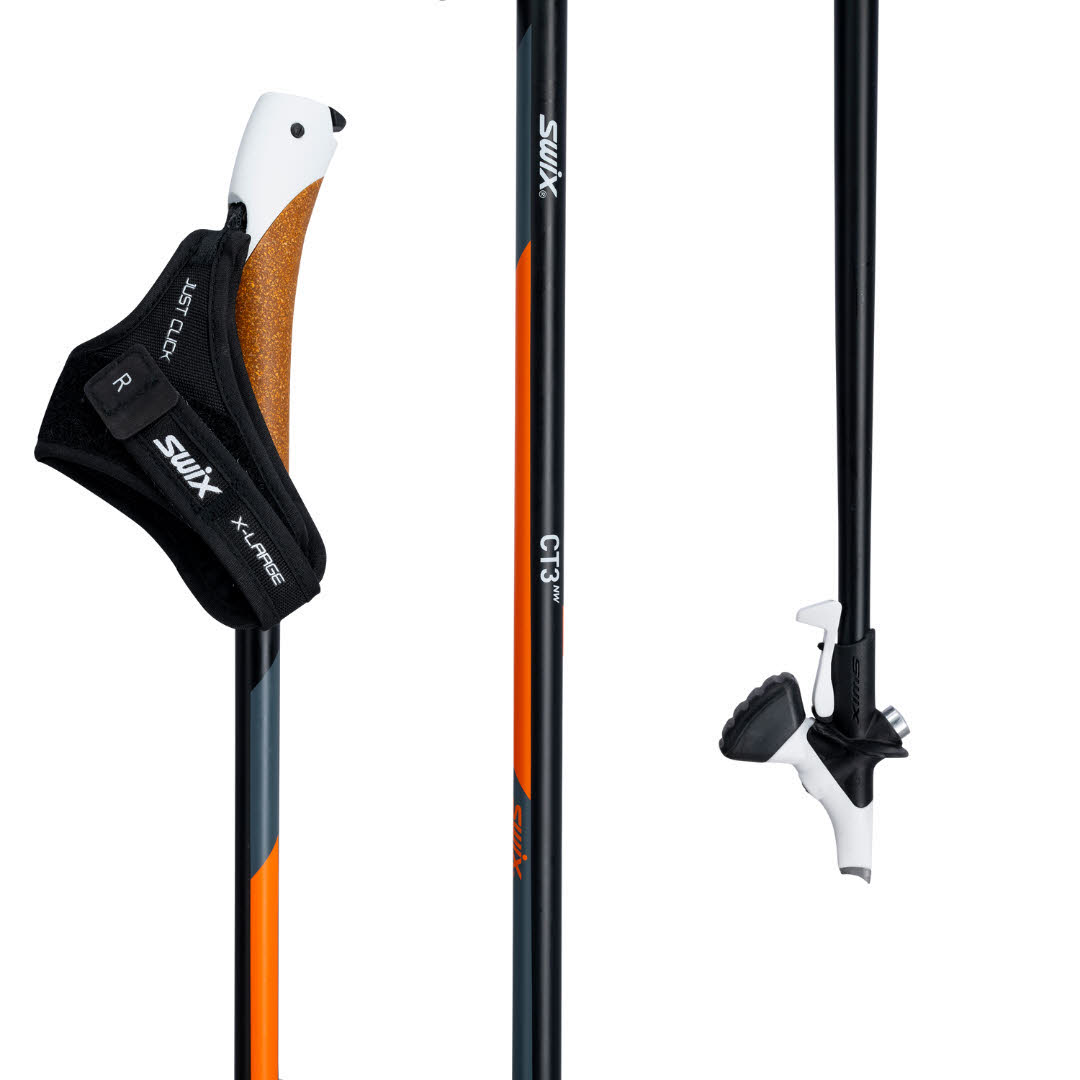 Swix CT3 Orange Carbon Nordic Walking Stöcke Unisex Klickschlaufe Twist&Go Spitze