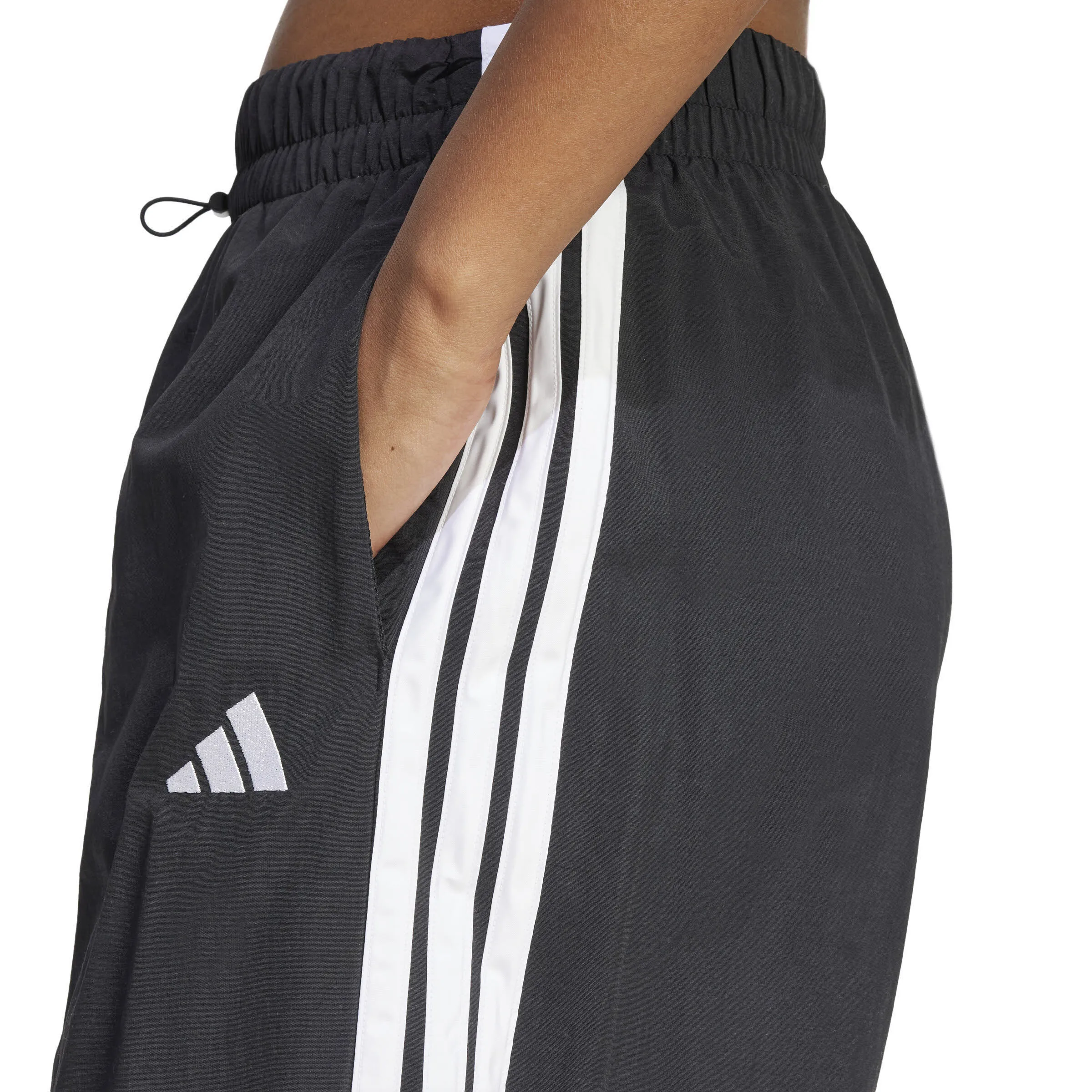 adidas Essentials 3-Streifen Lifestyle Woven Parachute Hose Damen Freizeithose schwarz