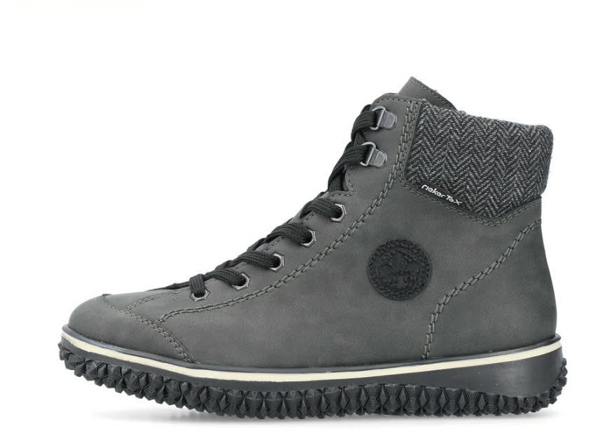 Rieker Damen Stiefelette Schnürer Schnürstiefel gefüttert carbongrau