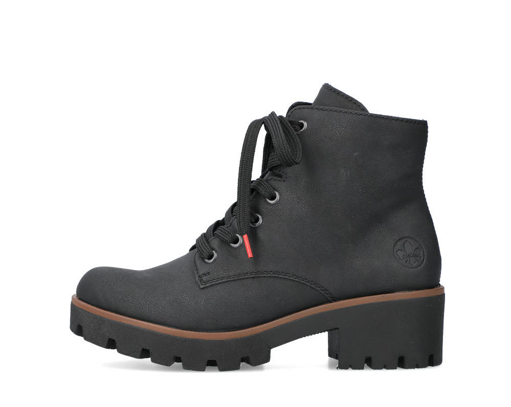 Rieker Damen Stiefelette Boots Schnürer gefüttert schwarz