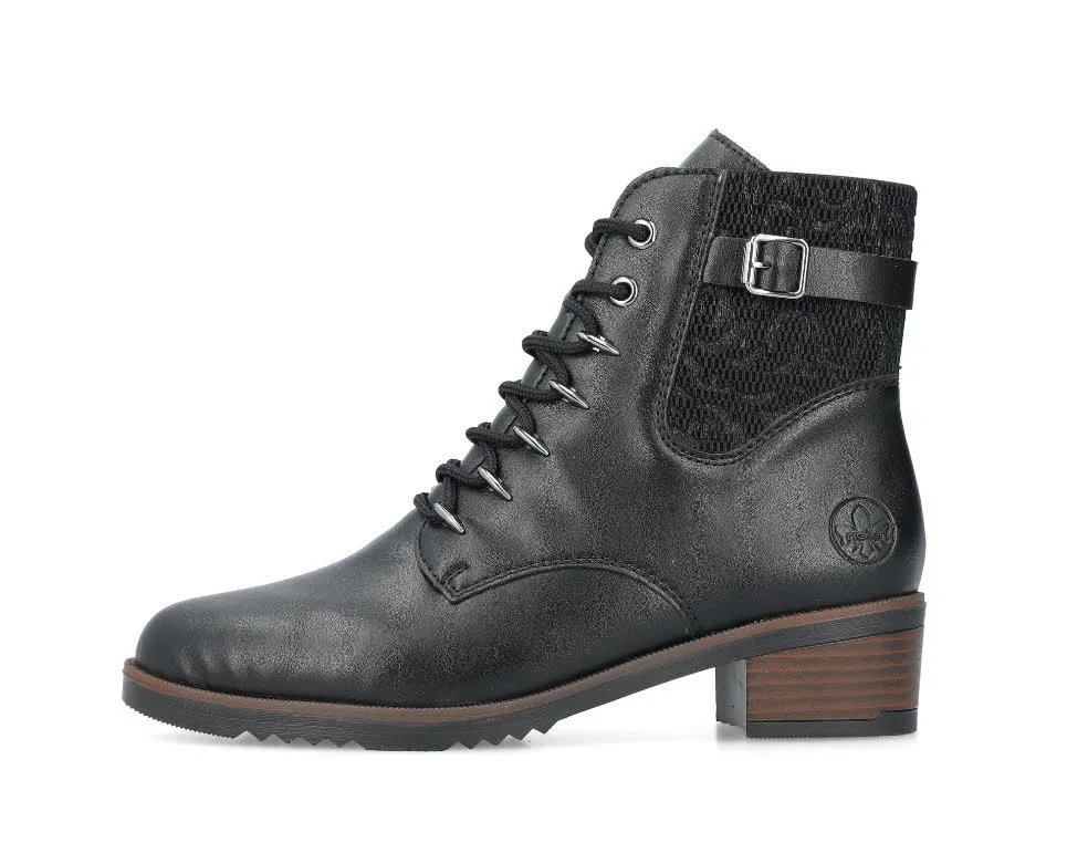 Rieker Damen Stiefeletten Schnürer mitternachtsschwarz