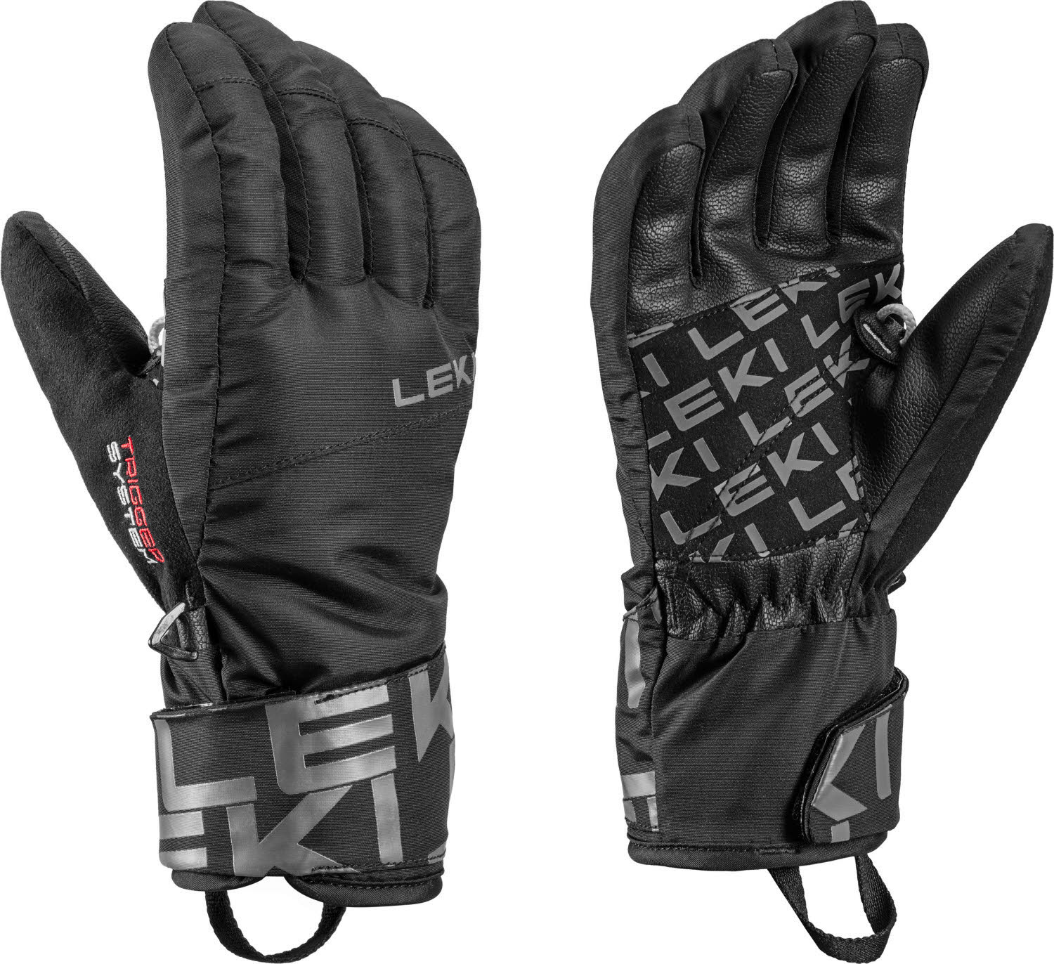 Leki Air Swtch 3D Junior Kinder Skihandschuhe Fingerlinge schwarz/grau