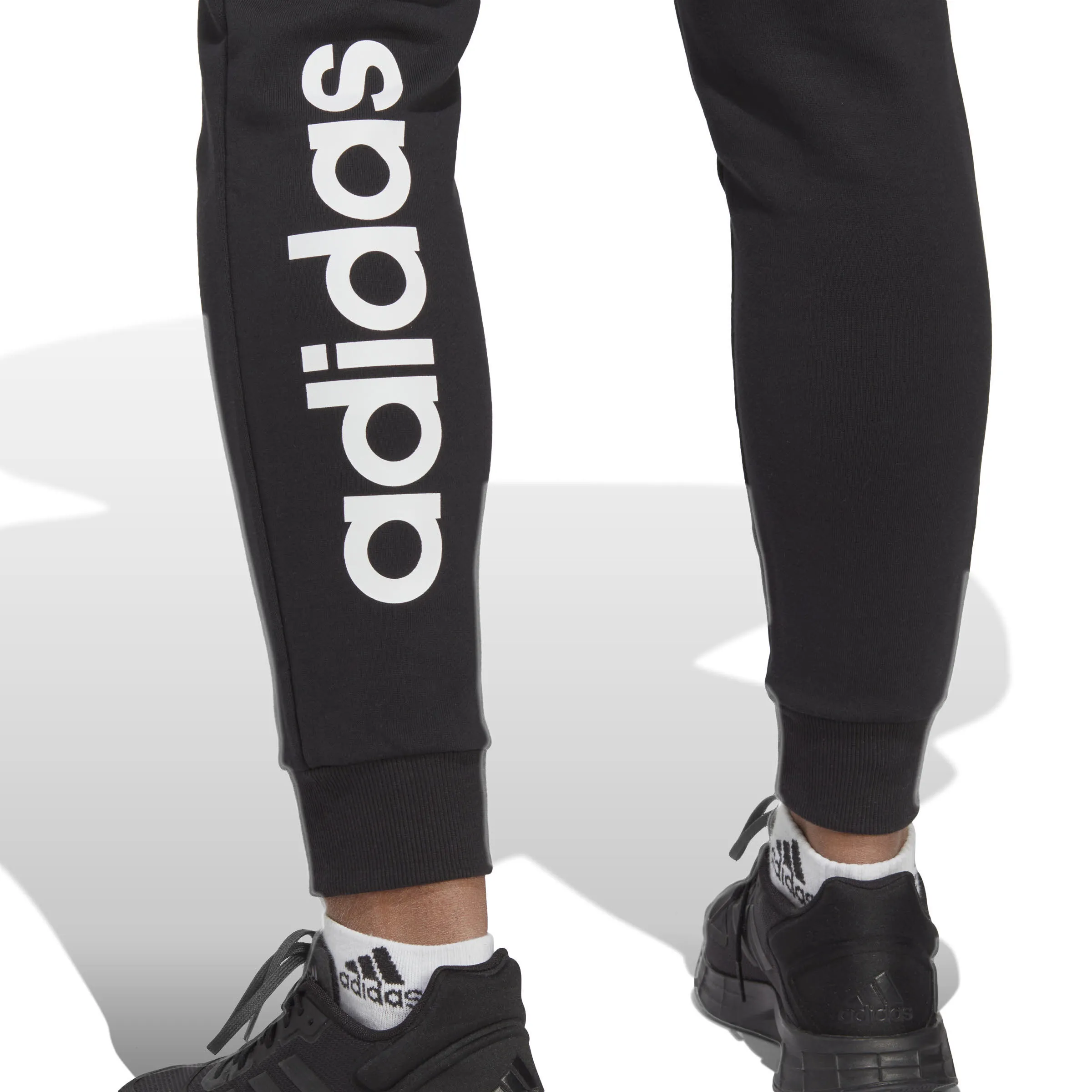 Adidas Essentials Linear French Terry Cuffed Hose Weitenregulierbar Baumwolle Damen Schwarz
