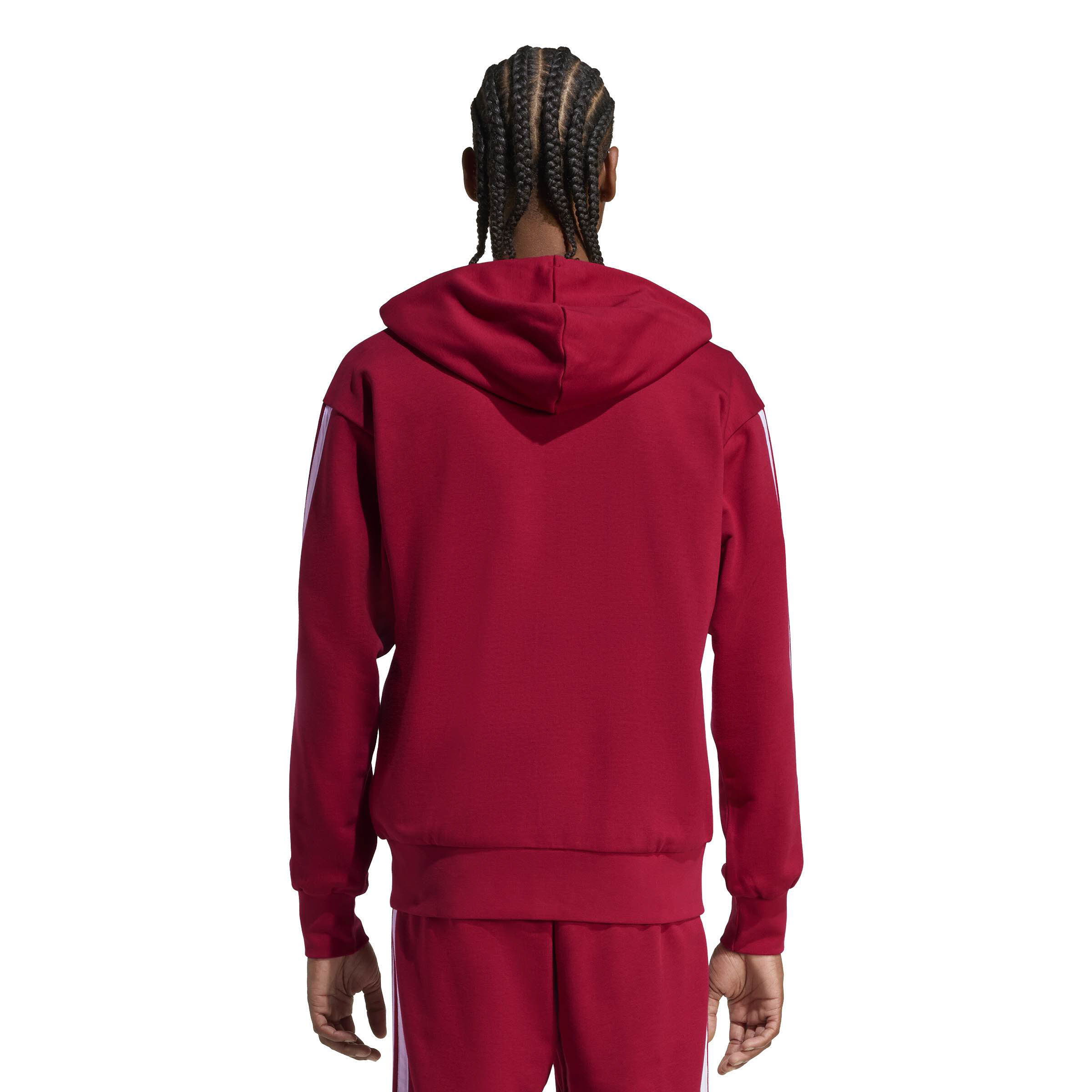 Adidas Essentials 3-Streifen French Terry Herren Kaputzensweat rot
