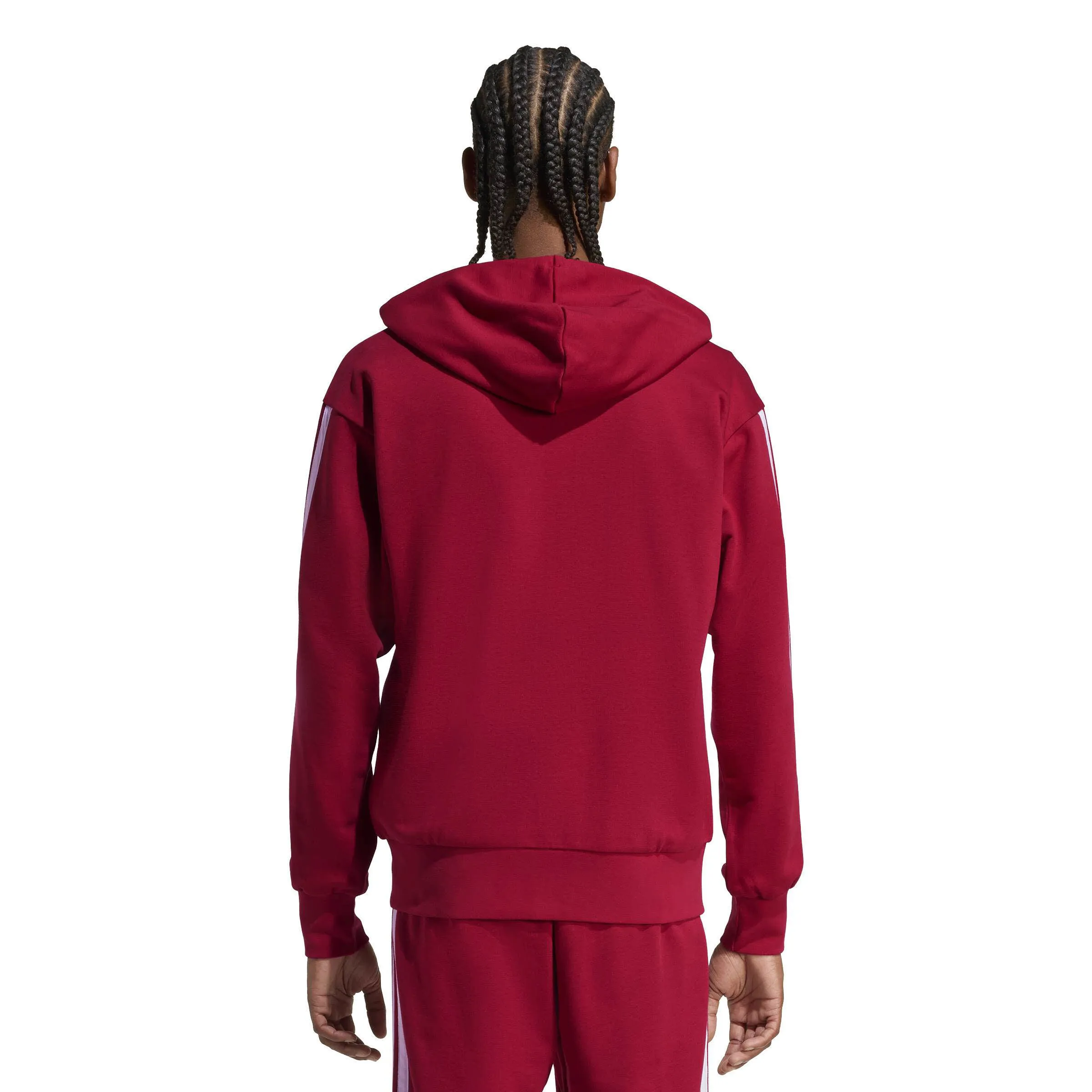 Adidas Essentials 3-Streifen French Terry Herren Kaputzensweat rot
