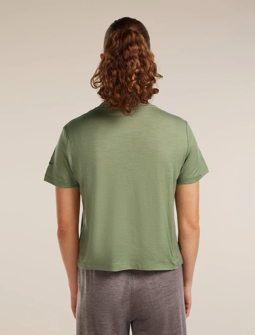 Icebreaker Merino 150 Tech Lite SS Crop Tee Seed Story Damen T-Shirt Funktionsshirt grün