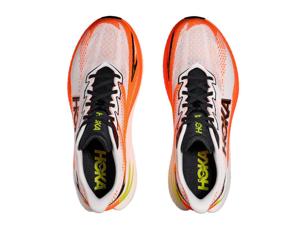 Hoka MACH X 3 Herren Laufschuhe Joggingschuhe white/neon tangerine