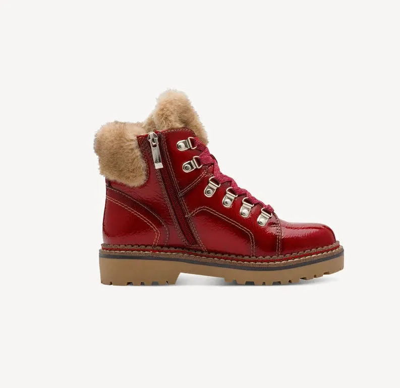 Tamaris Damen Stiefelette Kurzstiefel Schnürstiefel gefüttert rot