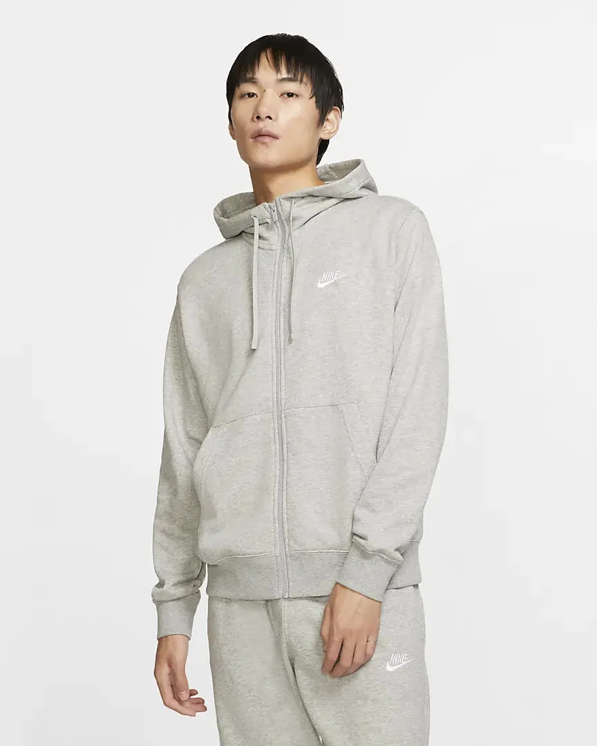Nike M NSW CLUB HOODIE FZ FT Herren Sweatjacke Kapuzenjacke Sportweste grau NEU