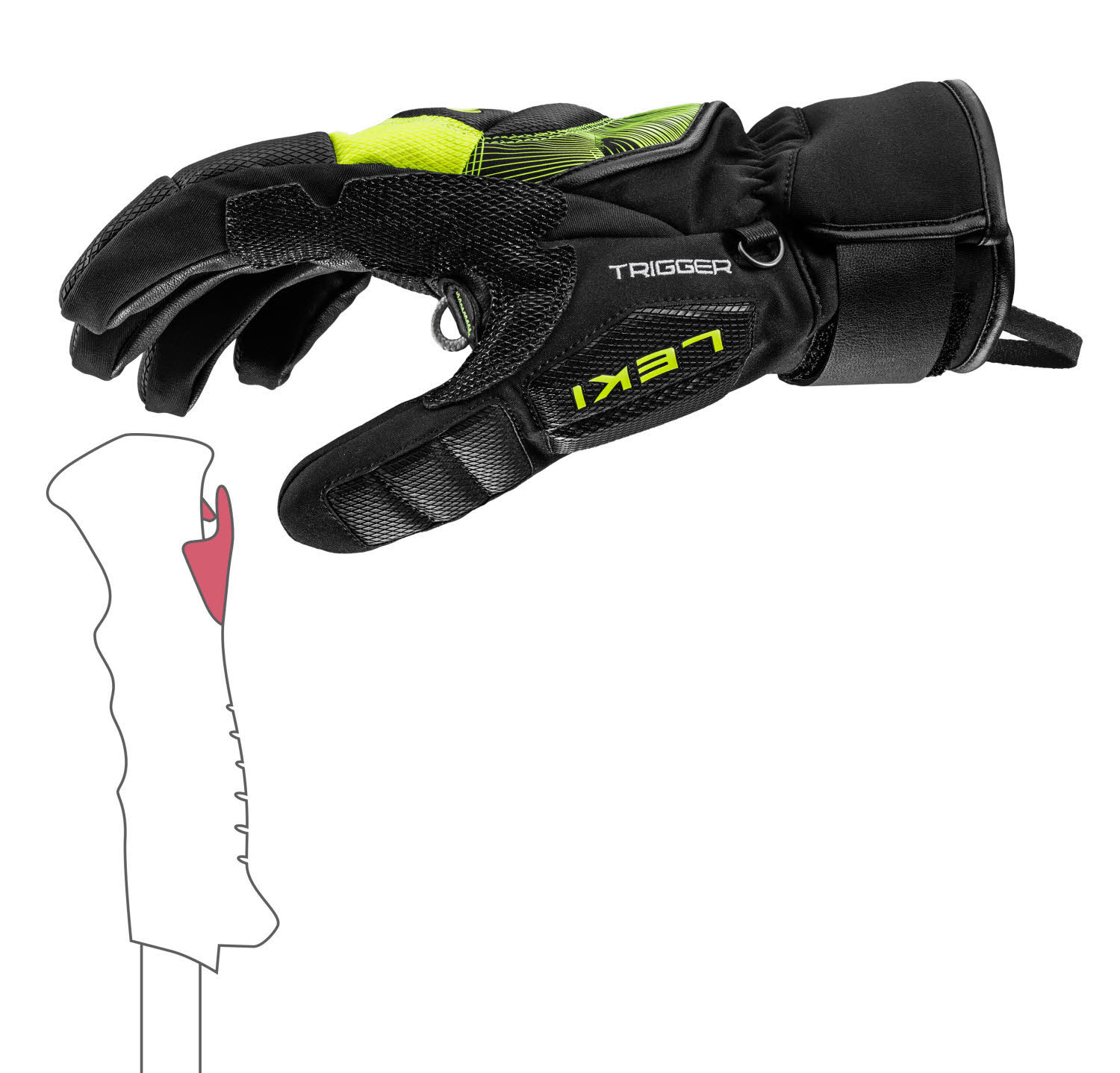Leki WCR Core TR Unisex Skihandschuhe Fingerlinge schwarz/gelb