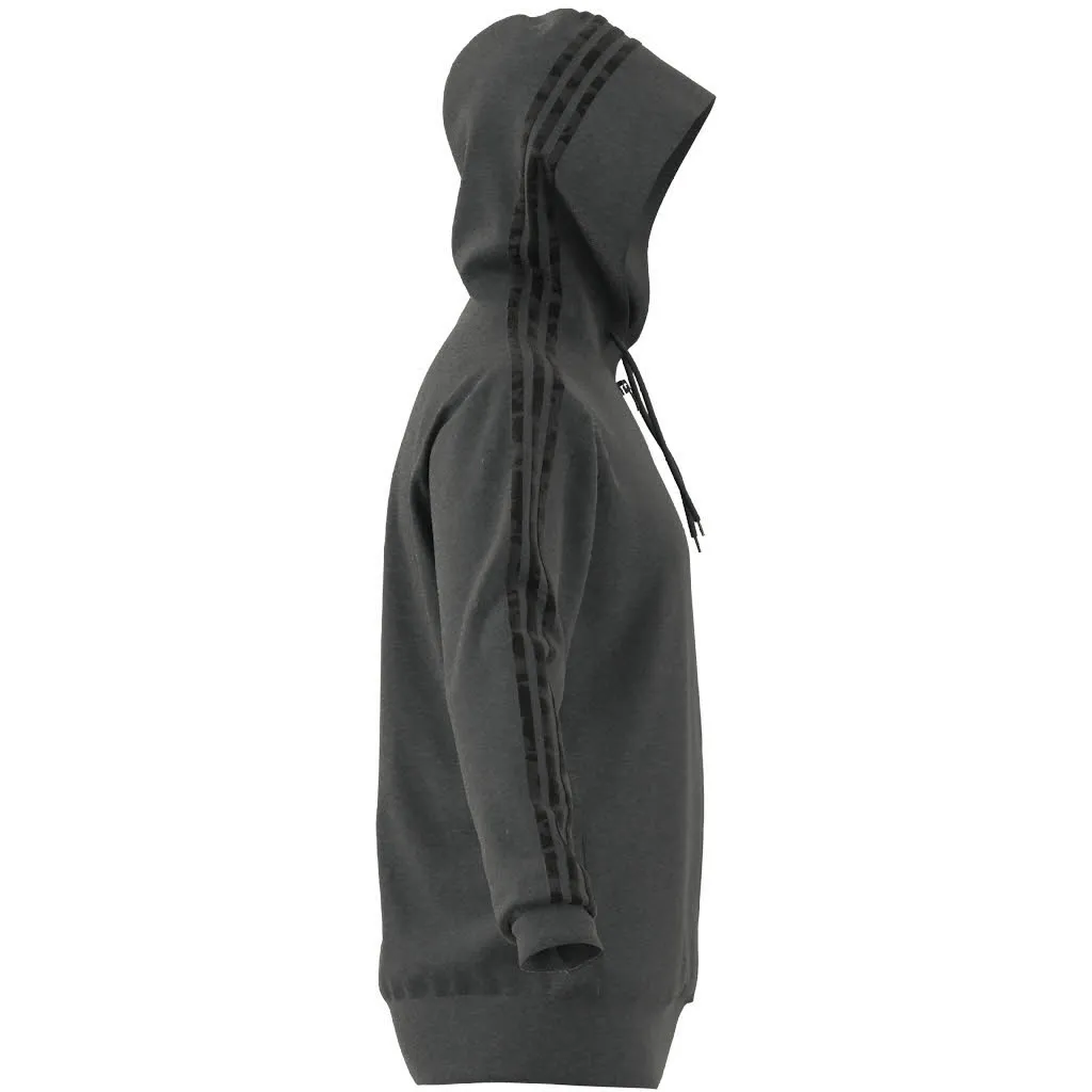 adidas M 3S FT FZ HD Herren Kapuzenjacke Trainingsweste grau NEU