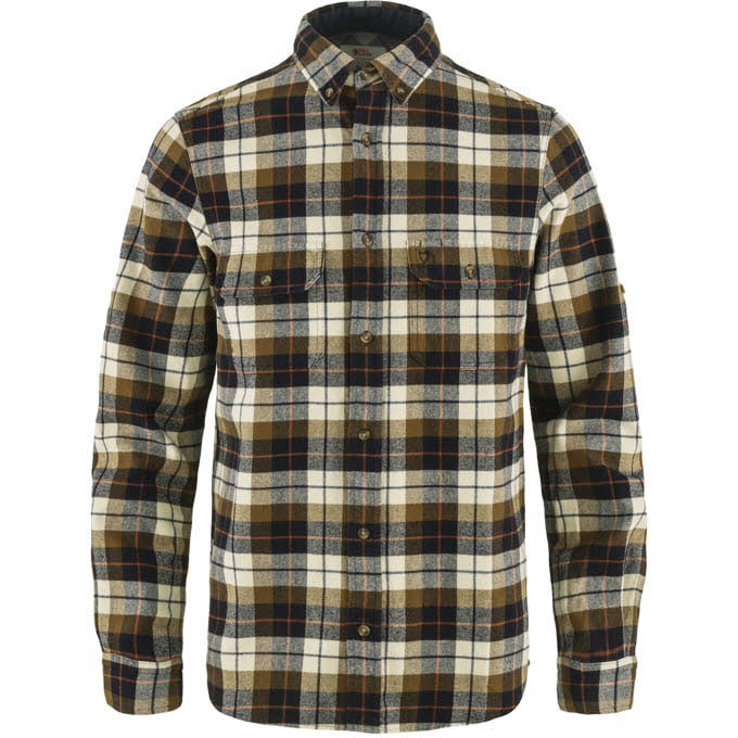 Fjällräven Singi Herren Heavy Flannel Shirt Hemd Langarmhemd braun