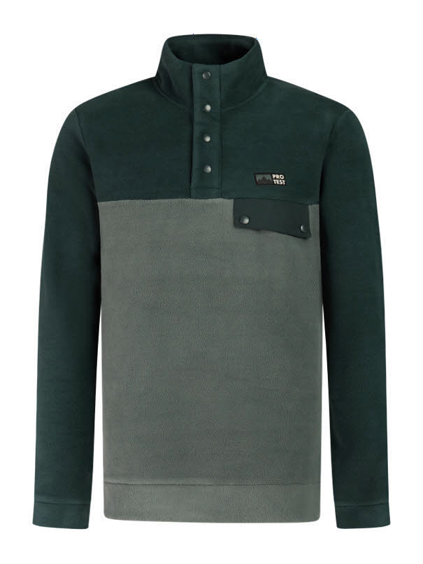 PROTEST PRTWigland outdoor 1/4 button top Herren Fleecepulli grün