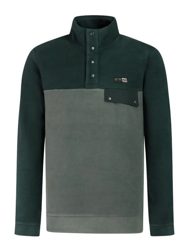 PROTEST PRTWigland outdoor 1/4 button top Herren Fleecepulli grün