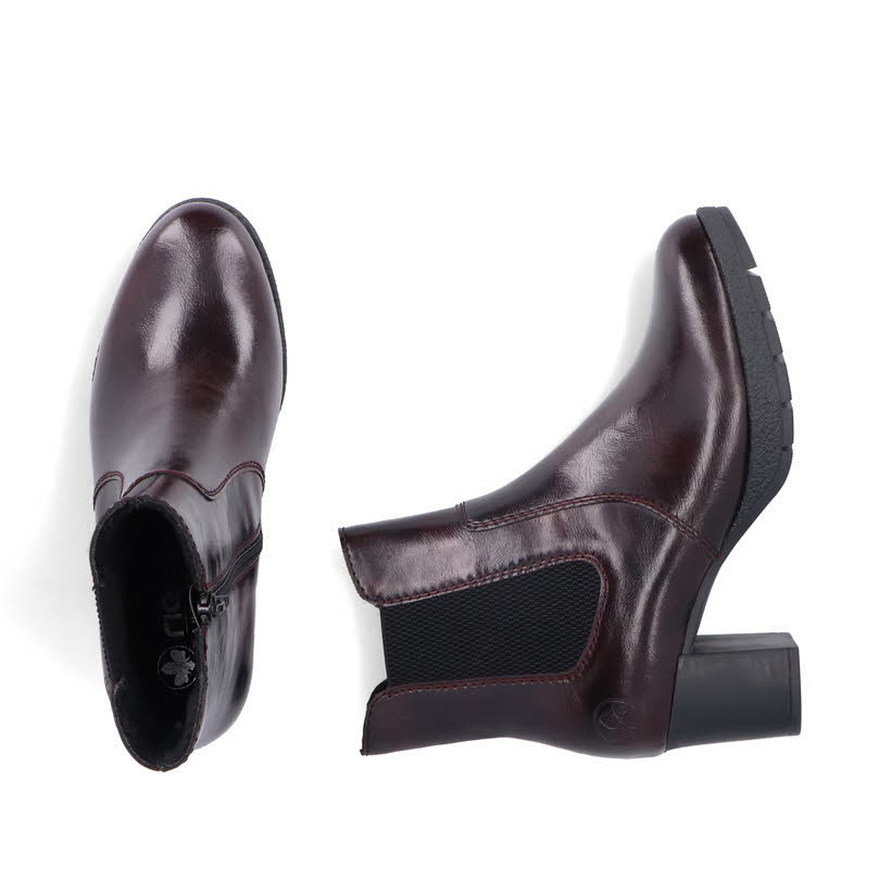 Rieker Stiefeletten Damen Freizeitstiefel Kurzstiefel schwarz-rot