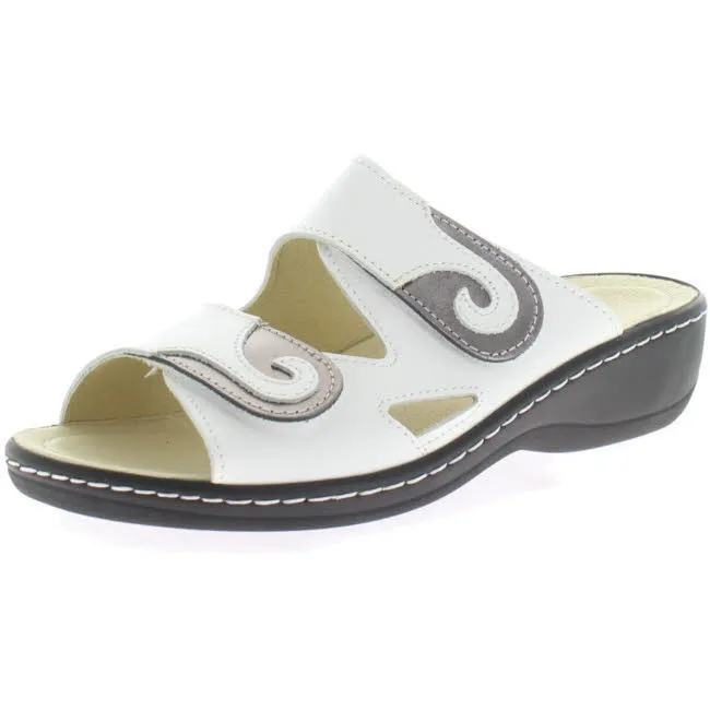 Longo Pantoletten Damen Modeschuh Bequemschuh weiß