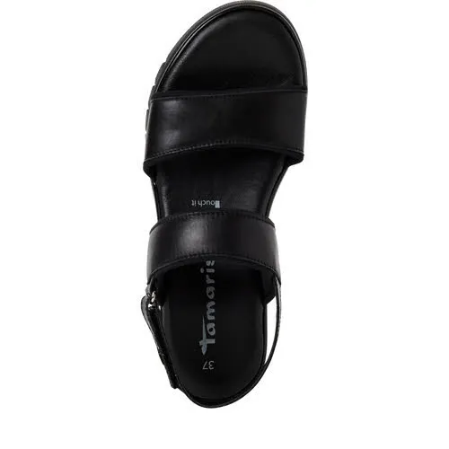 Tamaris Damen Sandalen Keilsandalette Plateausandalette schwarz