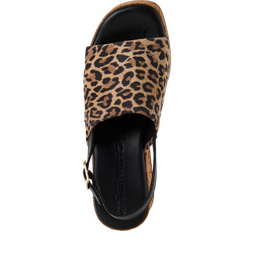 Tamaris Damen Sandalen Keilsandalette Plateausandalette leopard braun