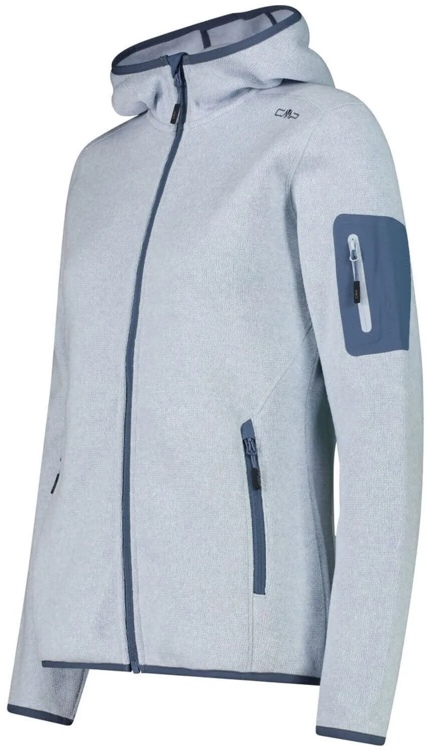 CMP Jacket Fix Hood Damen Fleecejacke Knit-Tech SKY BLUE-BIANCO