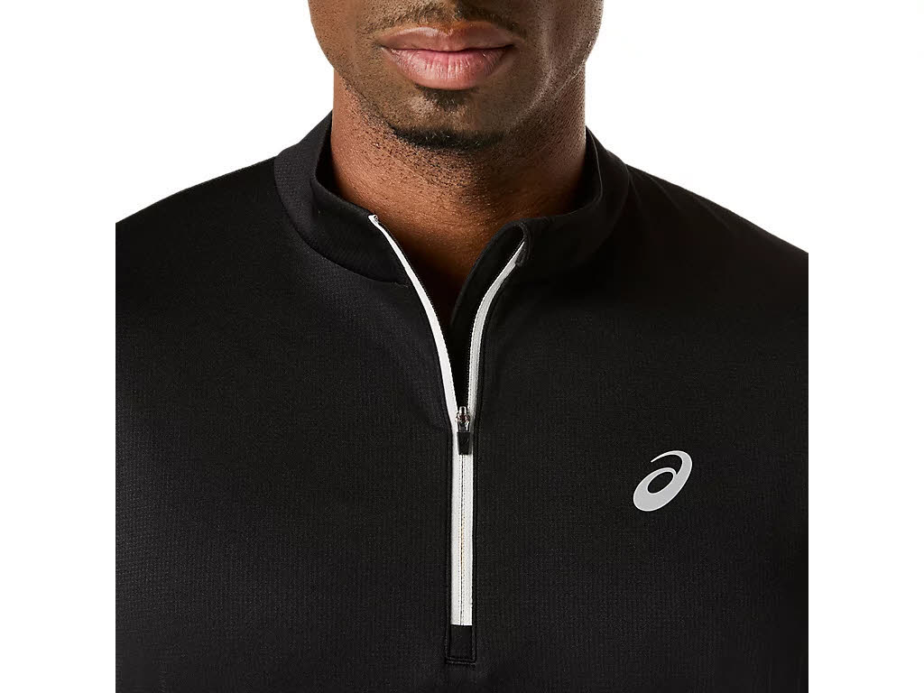 Asics ICON LS 1/2 ZIP TOP Herren Laufoberteil Langarmshirt schwarz