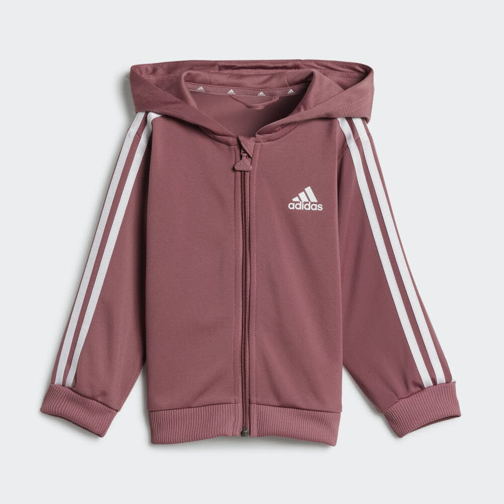 adidas ESSENTIALS SHINY HOODED Kinder Trainingsanzug Jogginganzug rot