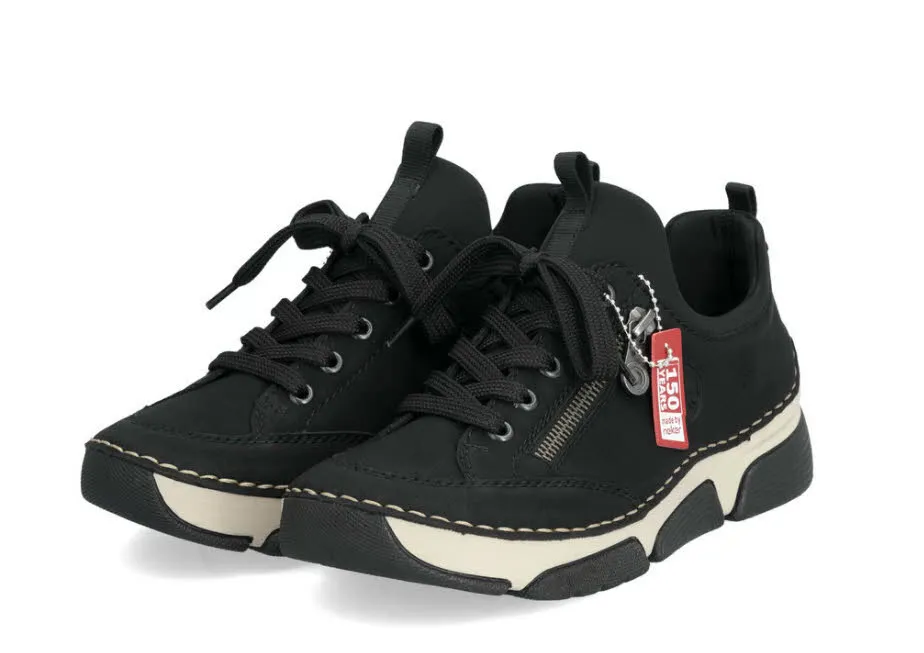 Rieker Damen Halbschuhe Sneaker Schnürer schwarz