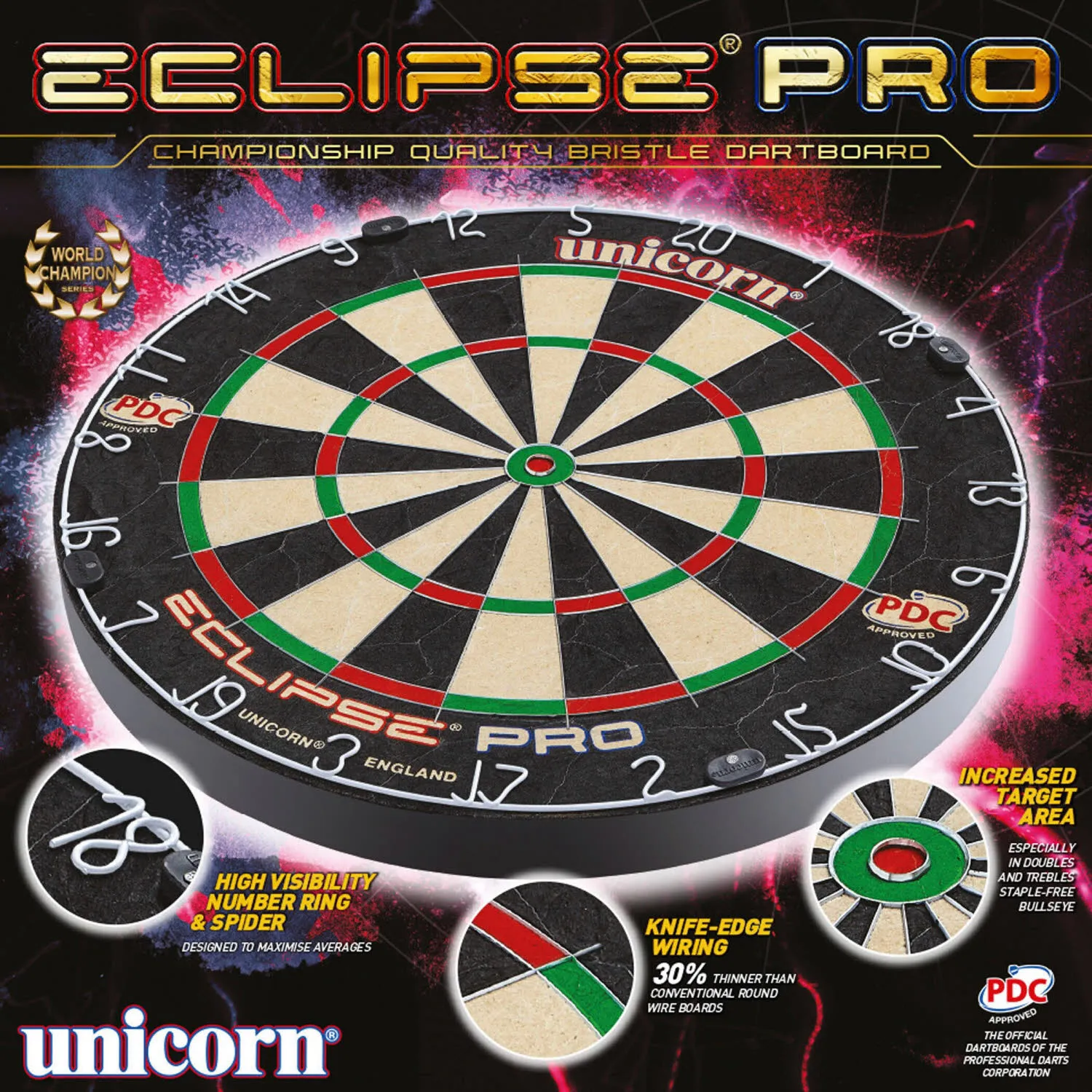 Unicorn Eclipse Pro Bristle Board Dartboard Dartscheibe schwarz