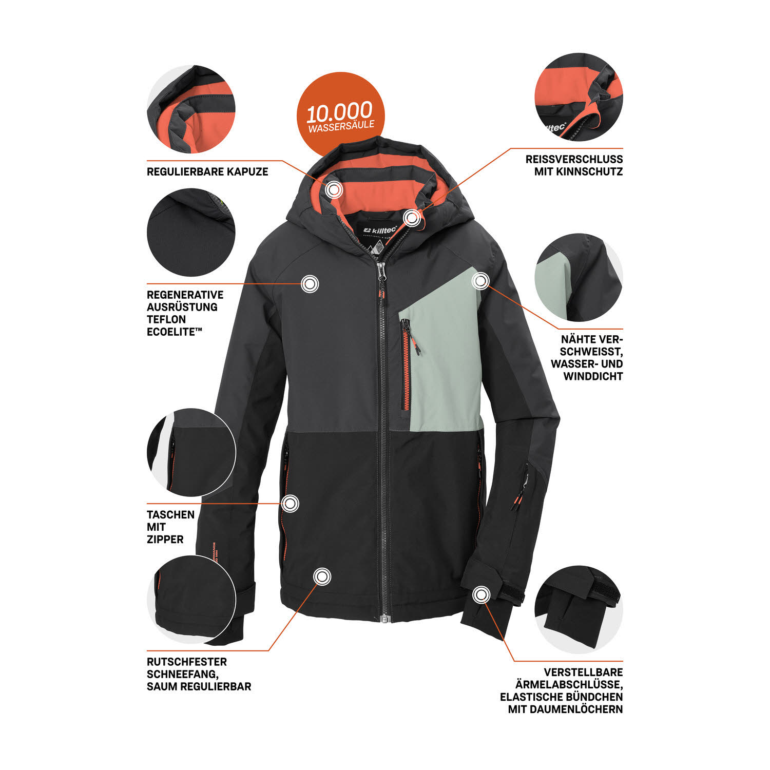 Killtec KSW 206 BYS SKI JCKT Jungen Skijacke Winterjacke schwarz