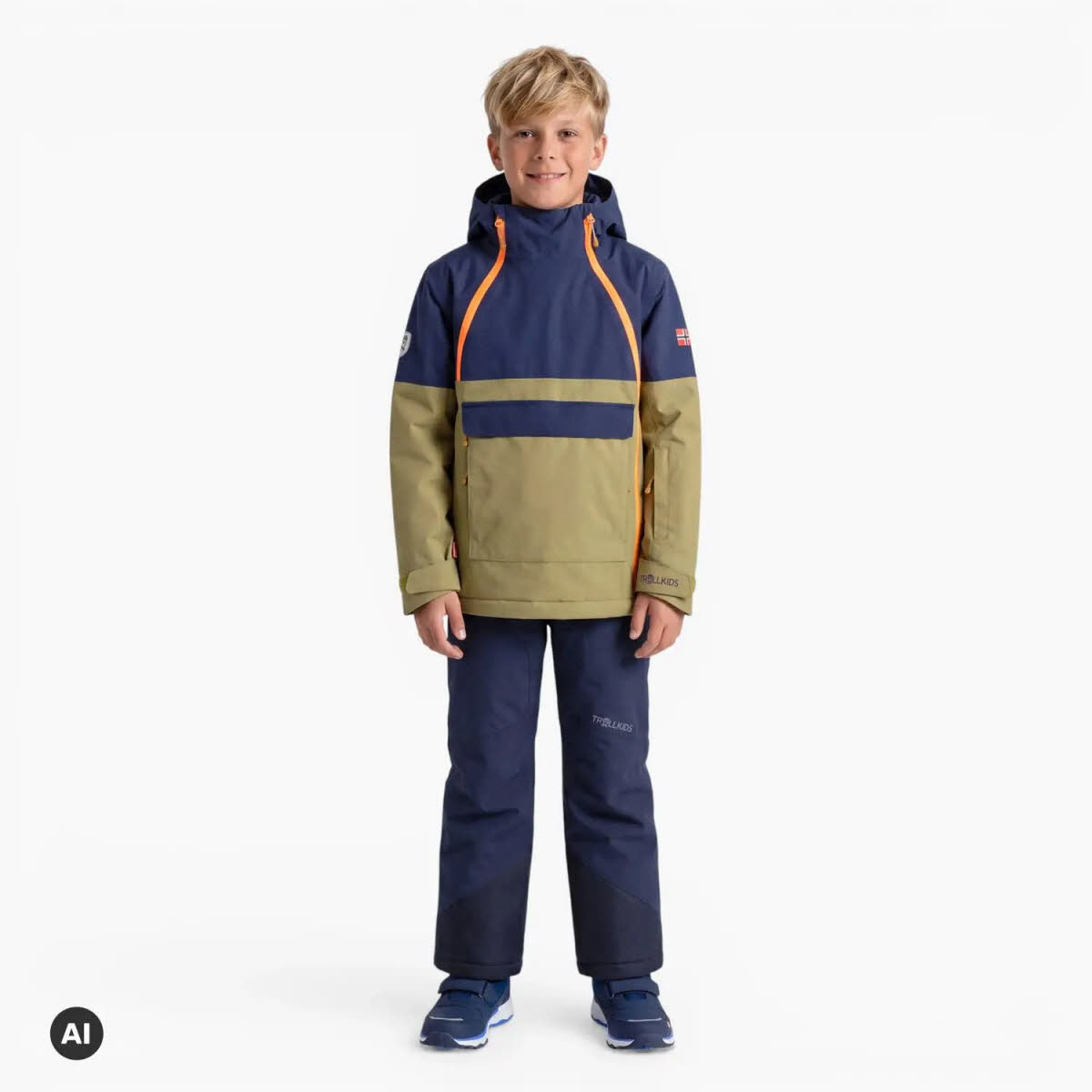 Trollkids Eikedalen Jacket Kinder Skijacke Snowboardjacke wasserdicht grün-blau