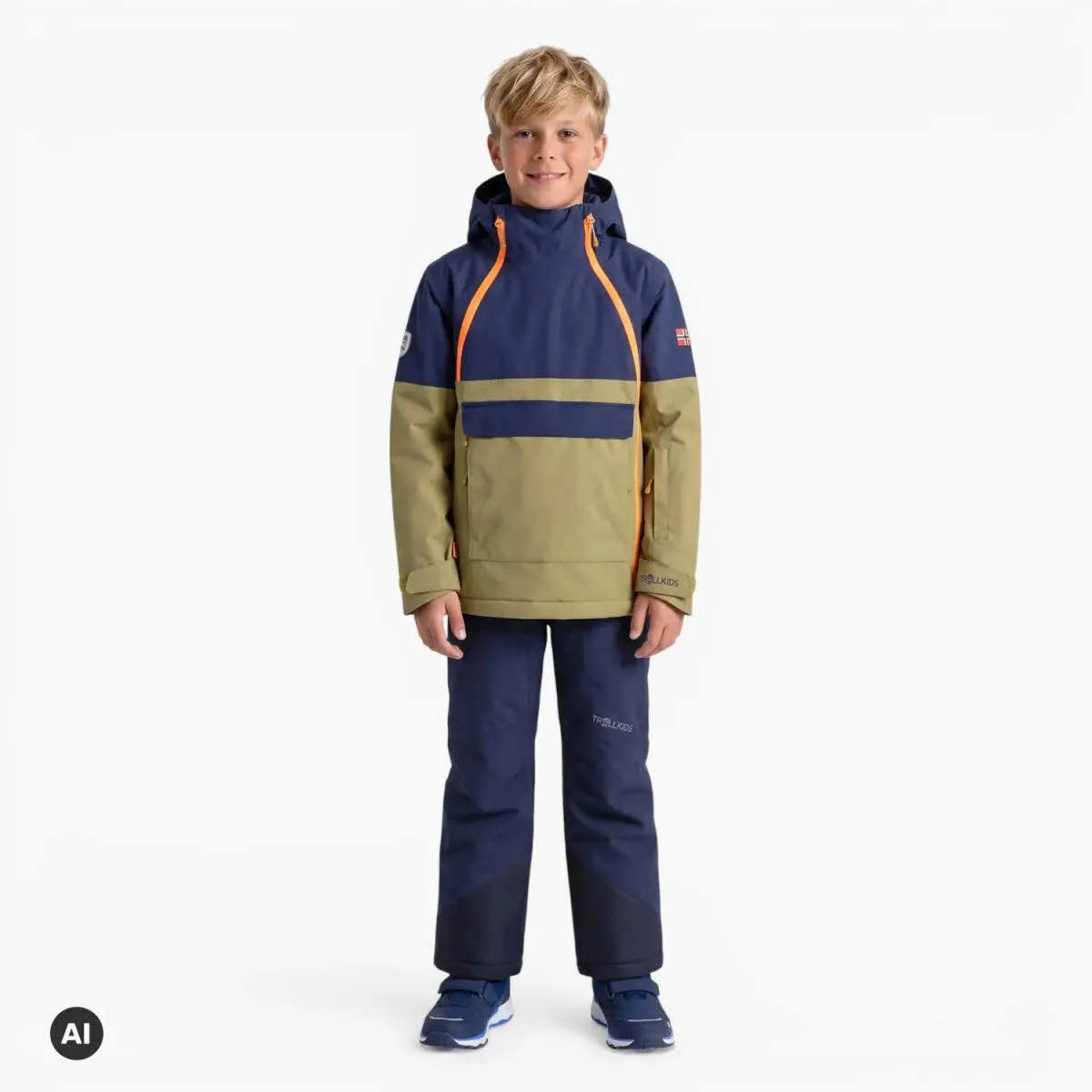 Trollkids Eikedalen Jacket Kinder Skijacke Snowboardjacke wasserdicht grün-blau