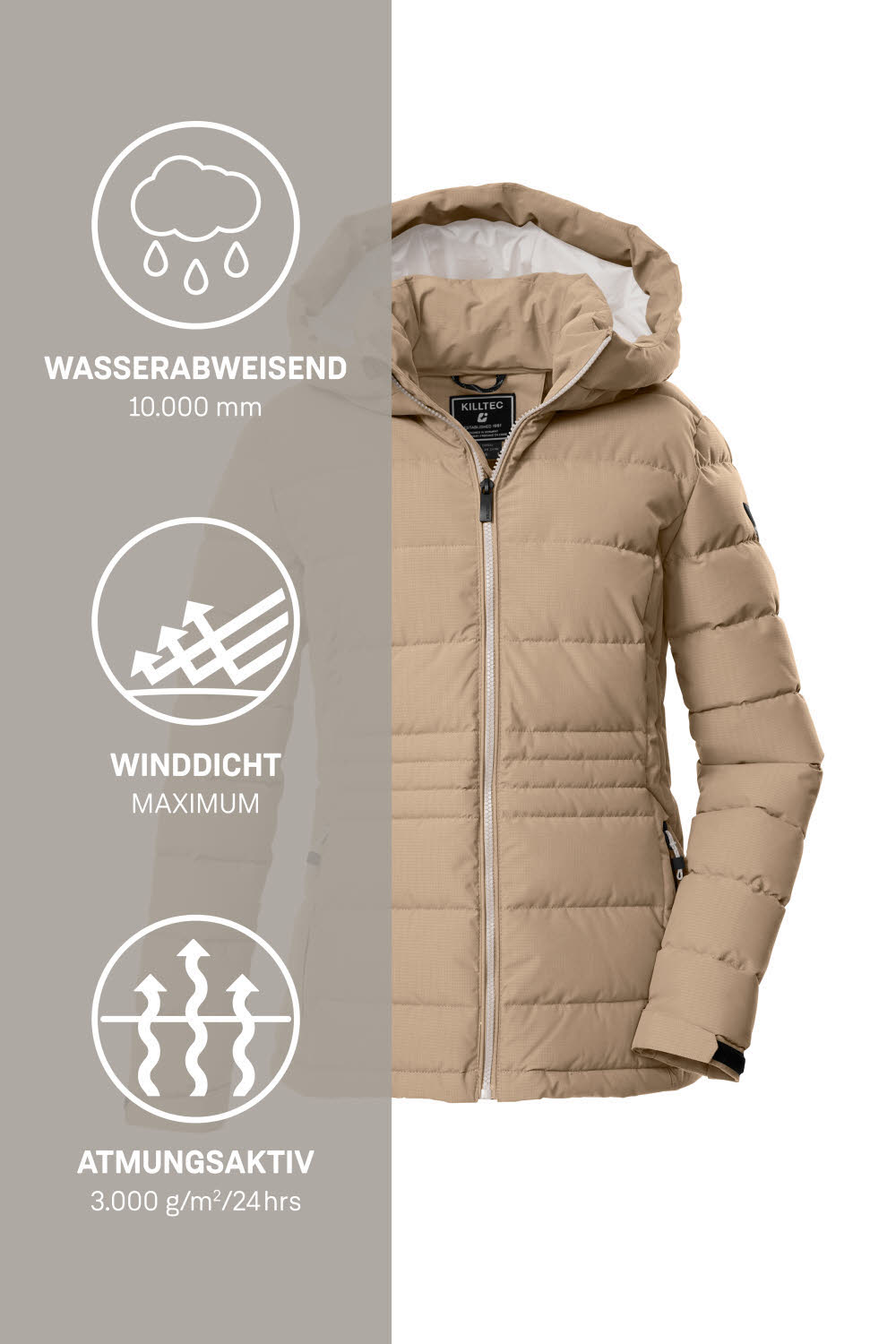KILLTEC KOW 10 WMN QLTD JCKT Damen Freizeitjacke Damen Steppjacke braun/sand