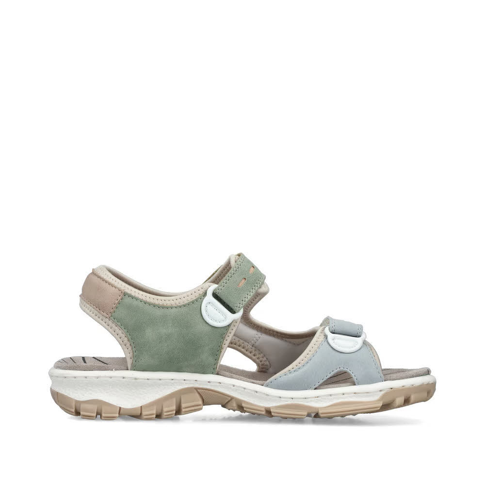 Rieker FSK Damen Sandalen Trekkingsandalen beige/grün/blau