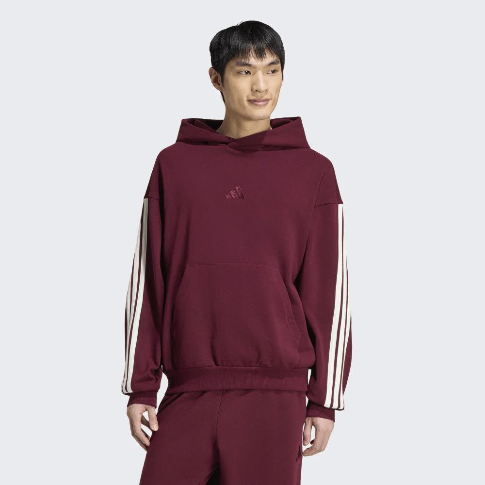 adidas KIT 3-STRIPES Herren Hoodie Kapuzenpullover maroon/off-white
