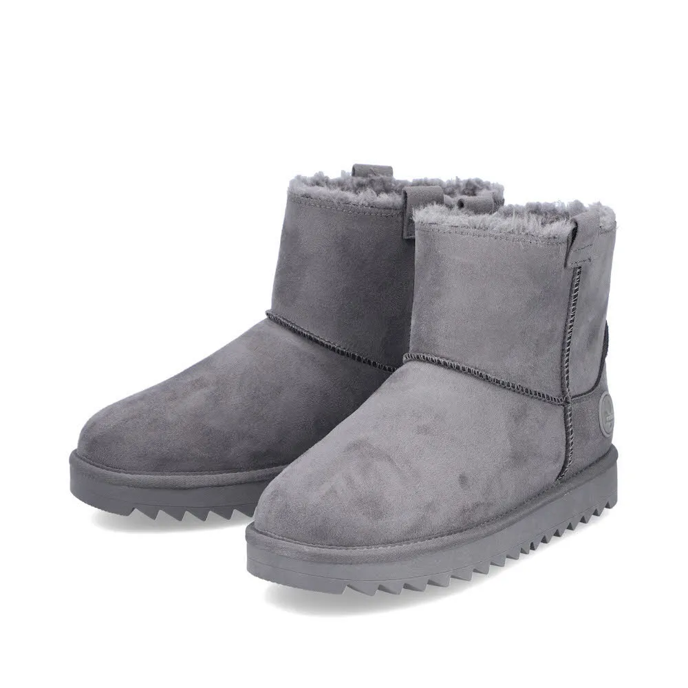 Rieker Kurzstiefel Damen Freizeitstiefel gefüttert grau