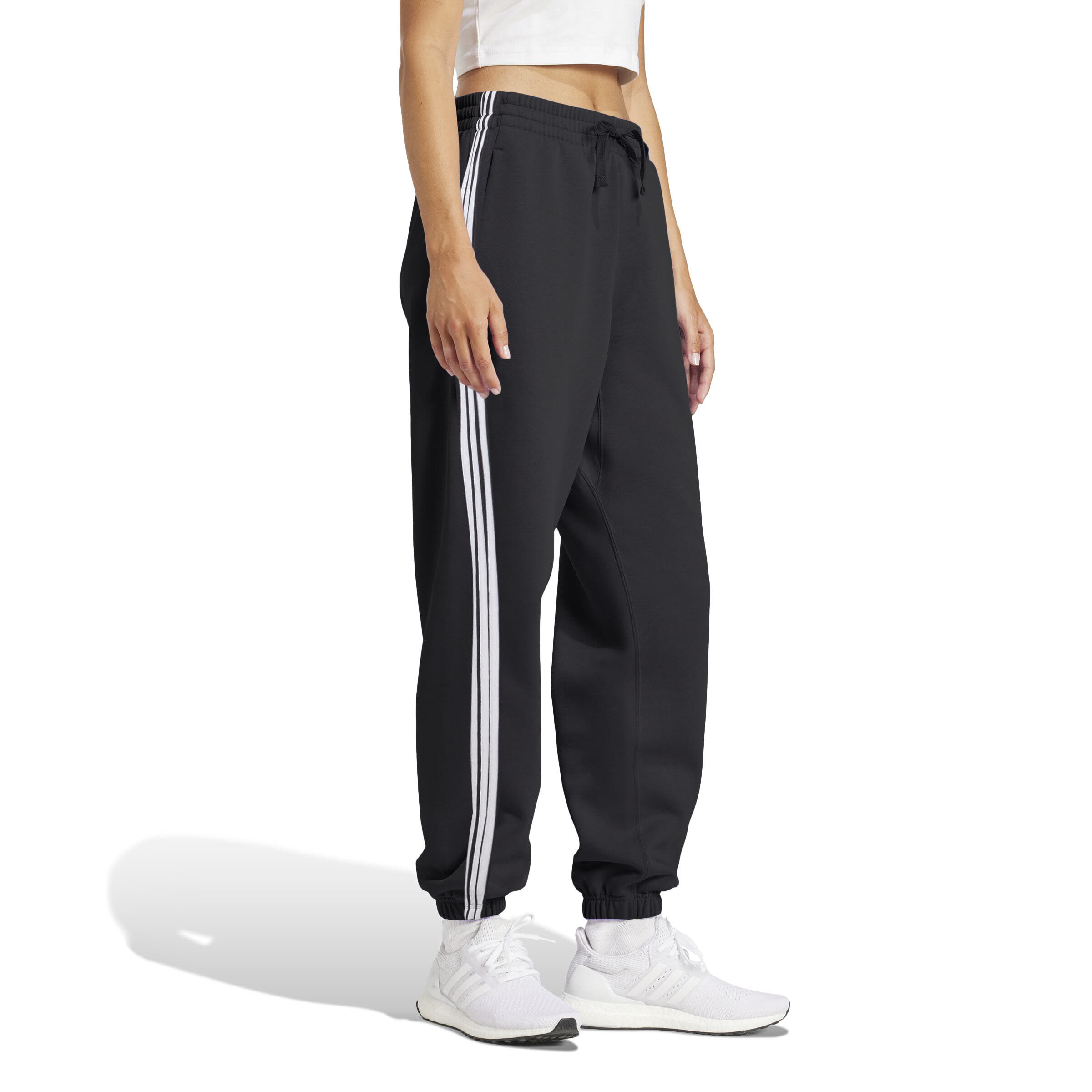 adidas Essentials 3-Streifen Terry Cuffed Hose Sweathose Damen schwarz
